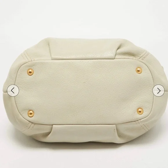 PRADA AUTHENTIC PEBBLED CREAM LEATHER HANDLE/CROSSBODY GOLD HARDWARE - Picture 6 of 12